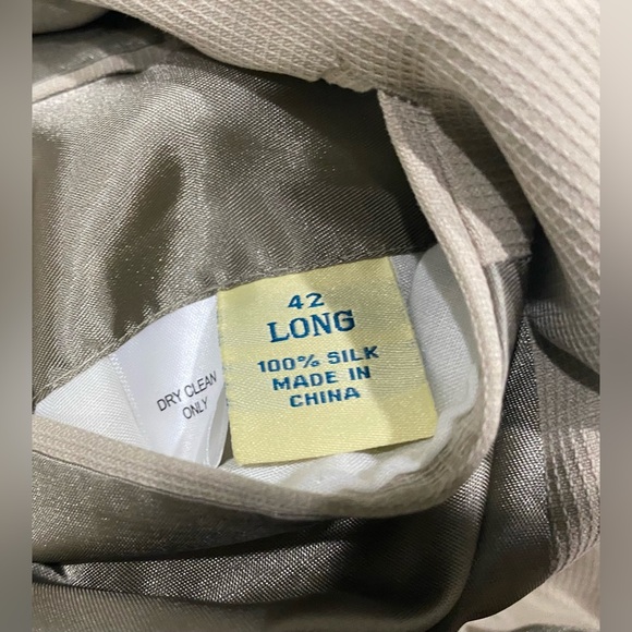 Joseph & Feiss Men's Blazer Sport Coat Size 42L Light Beige 100% Silk Jacket - Picture 4 of 11